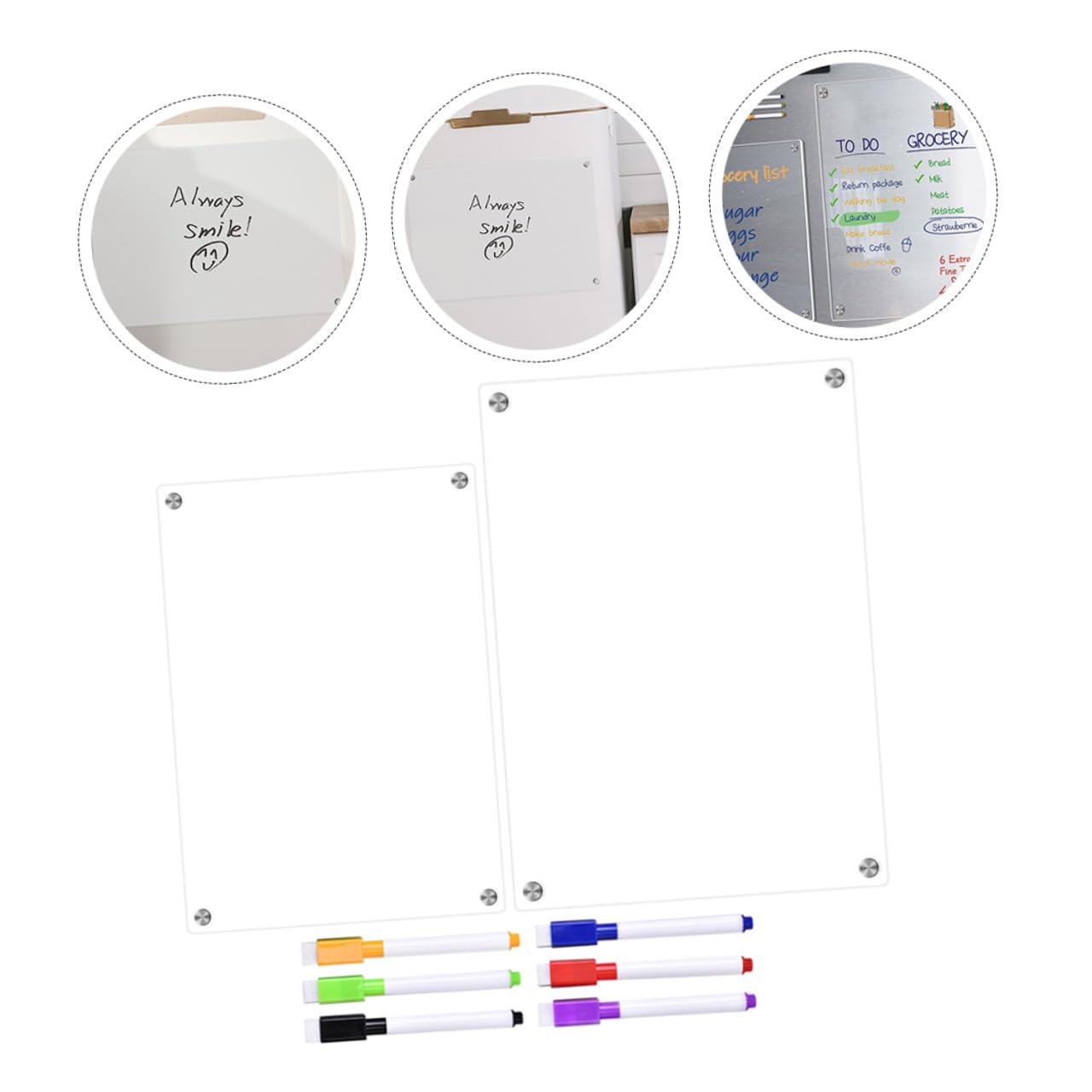 Lavagna Magnetica Frigo Trasparente con Pennarelli Pianificazione Giornaliera Cancellabile Board Magnetica per Casa Ufficio Scuola Organizzatore Settimanale Magnetico per
