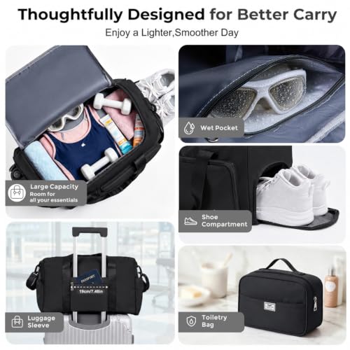 Image of FIORETTO Women's Gym Duffle Bag with Shoes Compartment, 30L Capacity, Ideal for Travel, Gym, Sports, Duffel, Weekender
