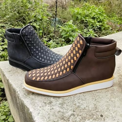 Zenfaze Handcrafted Western Cowboy Boots, Zenfaze Shoes for Men, Square Toe Leather Hand-Woven Cowboy Double Zipper Boot2