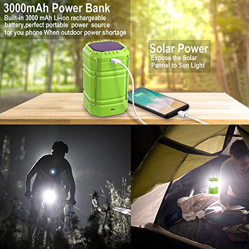 image for HOLABABY LED Camping Solar Lantern,Hand Crank Flashlight lamp with 300