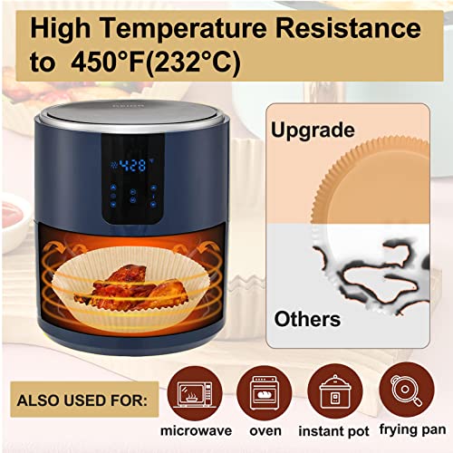 Image of Large Air Fryer Disposable Paper Liner Round, 10 Inch Parchment Liners Non-Stick Fryer Paper Pads Baking Paper Food Grade for 7qt Power XL Air Fryer, Baking Roasting Microwave