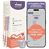 Vivoo Ovulation Test & Predictor Kit: Track Your Cycle and Test Results with Vivoo App, Includes 25 Individually Wrapped Ovulation (LH) Tests, 5 Pregnancy (HCG) Tests with 30 Cups