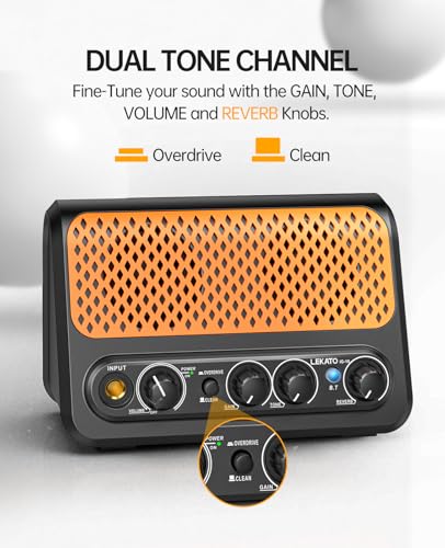 Mini Guitar Amp,LEKATO 10W Portable Electric Guitar Amplifier with Clean & Overdrive Channel,Reverb - Image 2