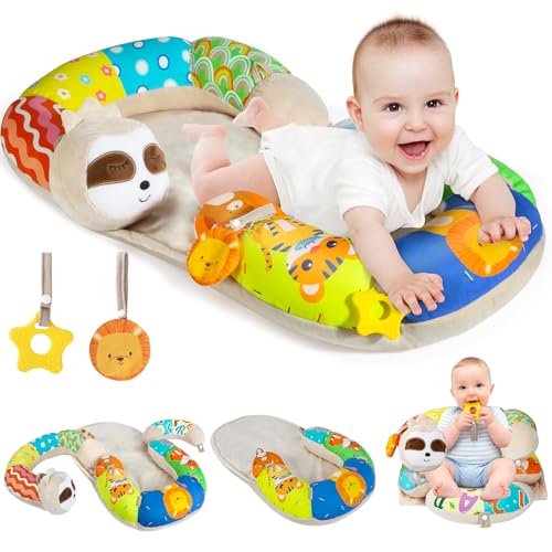 Image of URMYWO Tummy Time Activity Mat - Cozy Tummy Time Mat for Newborn 0-12 Months, Breathable Soft Infant Baby Sit Me Up Floor Seat Early Sensory Development Play Toys Baby Registry Research Shower Gifts