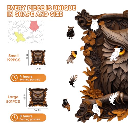 Puzzle de Madera Pikoqunc para Adultos, Rompecabezas de Animal de 199 Piezas | Piezas Únicas y Diseño Artístico Vibrante, Desafío Mental y Regalo para Amantes de Puzzles, Familia y Amigos (1.4x11.2 Pulgadas) miniatura 2