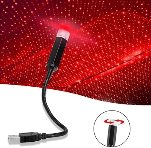 GüncelÇarşı Kırmızı Ayak Altı Tavan Star Led Araç içi Atmosfer Ambians Işık Oto Araba İç Tavan Yıldız Ayarlanır USB Lamba - Görsel 7