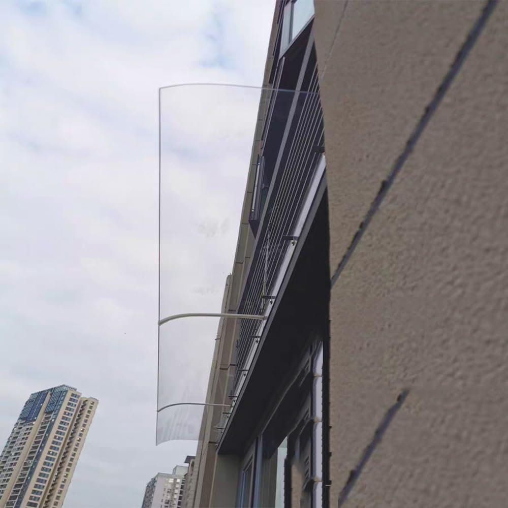 Auvent De Fenêtre 40 70 90 120 180 280 500cm Auvent De Porte Transparents en Polycarbonate Marquise Porte D'Entree Terrasse Toit Abri Banne Protection