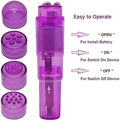 Miniatura 6 de Finever Pequeño mini masajeador vibratorio de mano para mujeres con bolígrafo de bolsillo de 4 cabezas para cara, cuello, cabeza, espalda y hombro,
