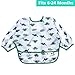 Baby Bibs Long Sleeved 6-24 Months - Waterproof Bibs for Babies - Unisex 3-Pack Full Coverage Apron Bib Smock Toddler bibs with Pocket - Washable, Stain and Odor Resistant(Cactus, Dinosaur, Feather)