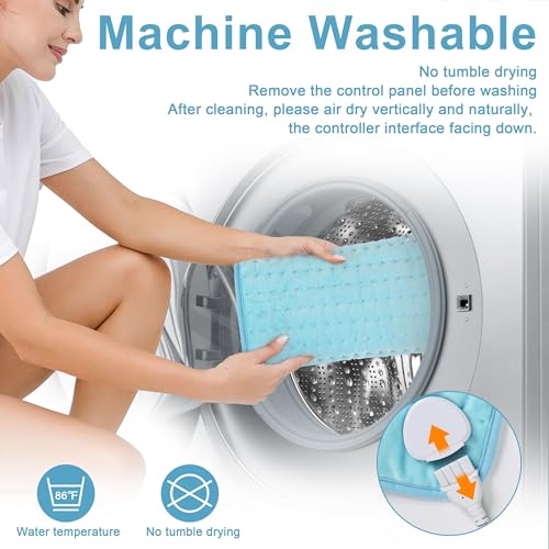 Image of Deepsoon Heating Pad,Electric Heating Pads for Back,Neck,Moist Heating Pad for Abdomen Shoulder Knee Legs,Dry /Moist Heat&Auto Shut Off,Mother's Day Birthday for Men and Women,Light Blue,24x20 Inch