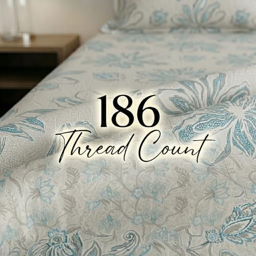 Image of Mafatlal 186 TC Metro Cotton Double Bedsheet | 90 x 100 Inch | Lightweight Comfortable Fabric with 2 Pillow Covers | Modern Bed Linen | Storm Blue