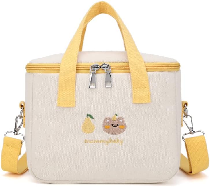 Lonchera con aislamiento y diseño de oso Kawaii para mujer, lonchera kawaii, bolsa de almuerzo estética, bolsa cruzada linda para bolsa de almuerzo