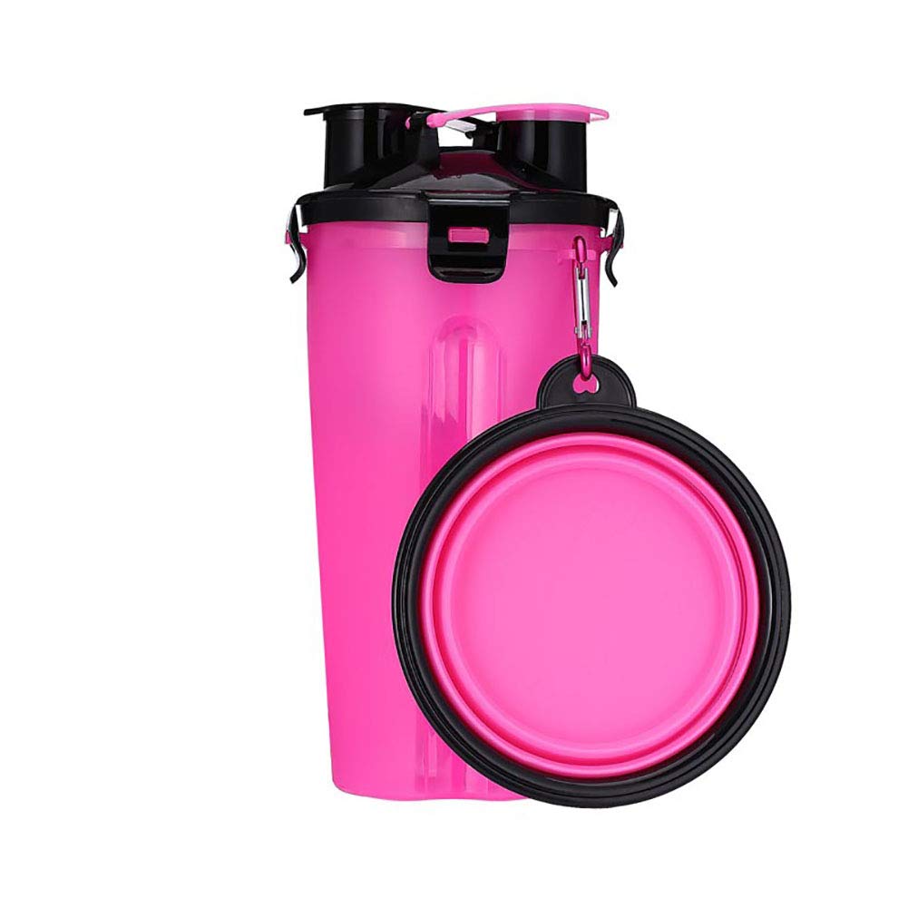 Pet Water Bottle, Portable Travel Dog Food Container and Dog Water Bottle 2 in 1 Leak Proof Cup with 2 Collapsible Dog Bowls for Outdoor Walking Travelling Hiking Camping
