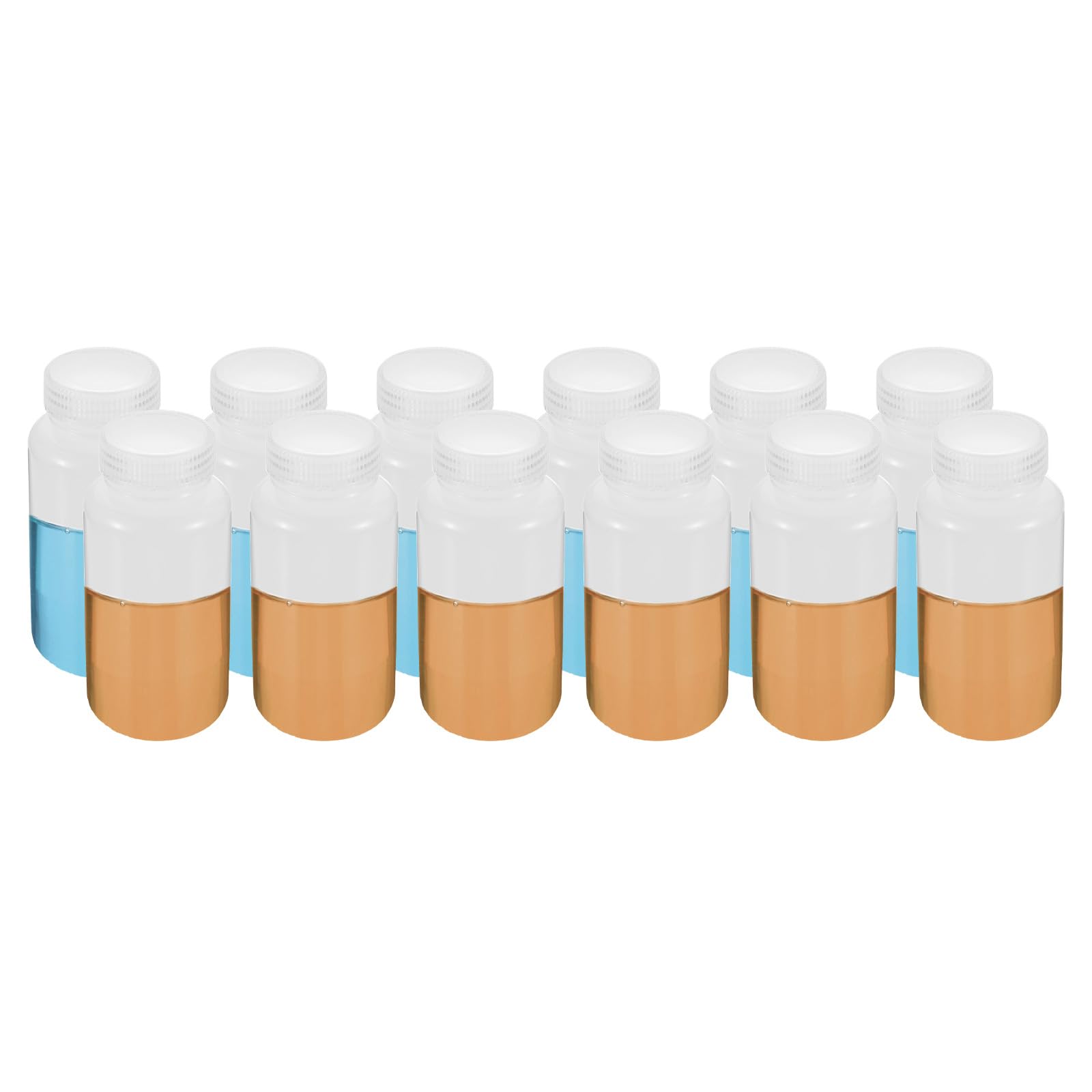 PATIKIL 12 Stück 250ml Reagenzgläser, PP Weithals-Rundflaschen mit Schraubverschluss für die Lagerung von Laborwasser, Reagenzien, flüssigen Proben und festen Proben, weiß