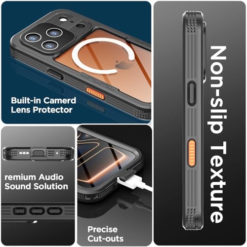 Coque silicone rigide iPhone 17 Pro noire premium étanche et magnétique - 3