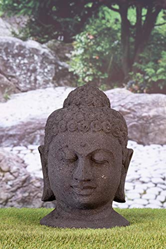 IDYL Lavastein Stein-Figur Buddhakopf| Frostfest | Höhe 100 cm |...