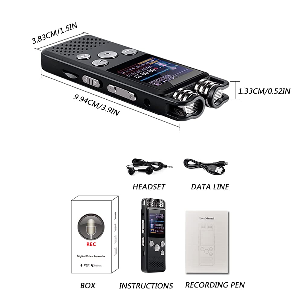 Dyktafon głosowy 8 GB, cyfrowy dyktafon na wykłady / spotkania / nagrywanie klasy profesjonalne, USB Dictaphon z odtwarzaczem MP3, redukcja szumów / podwójny format/obsługa 25 języków