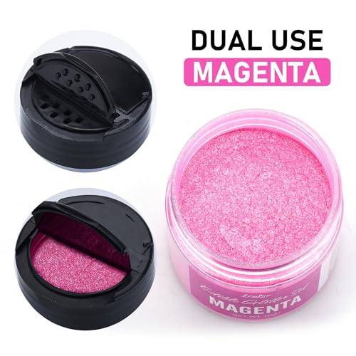 Essbarer Glitzer - 1oz Essbarer Glitzerpulver Schimmer Glitzerstaub für Getränke, Kuchen, Lebensmittel - Metallisch Glitzerpuder Lebensmittelfarbe Pulver zum Cocktail, Fondant, Wein, Keksen (Magenta)