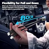 WHATOOK Chowana ładowarka samochodowa 4 w 1 z diodą LED, 66 W, szybka ładowarka samochodowa, gniazdo zapalniczki samochodowej USB-C/USB-A, 2 kable do ładowania iPhone, Samsung Galaxy, Google Pixel