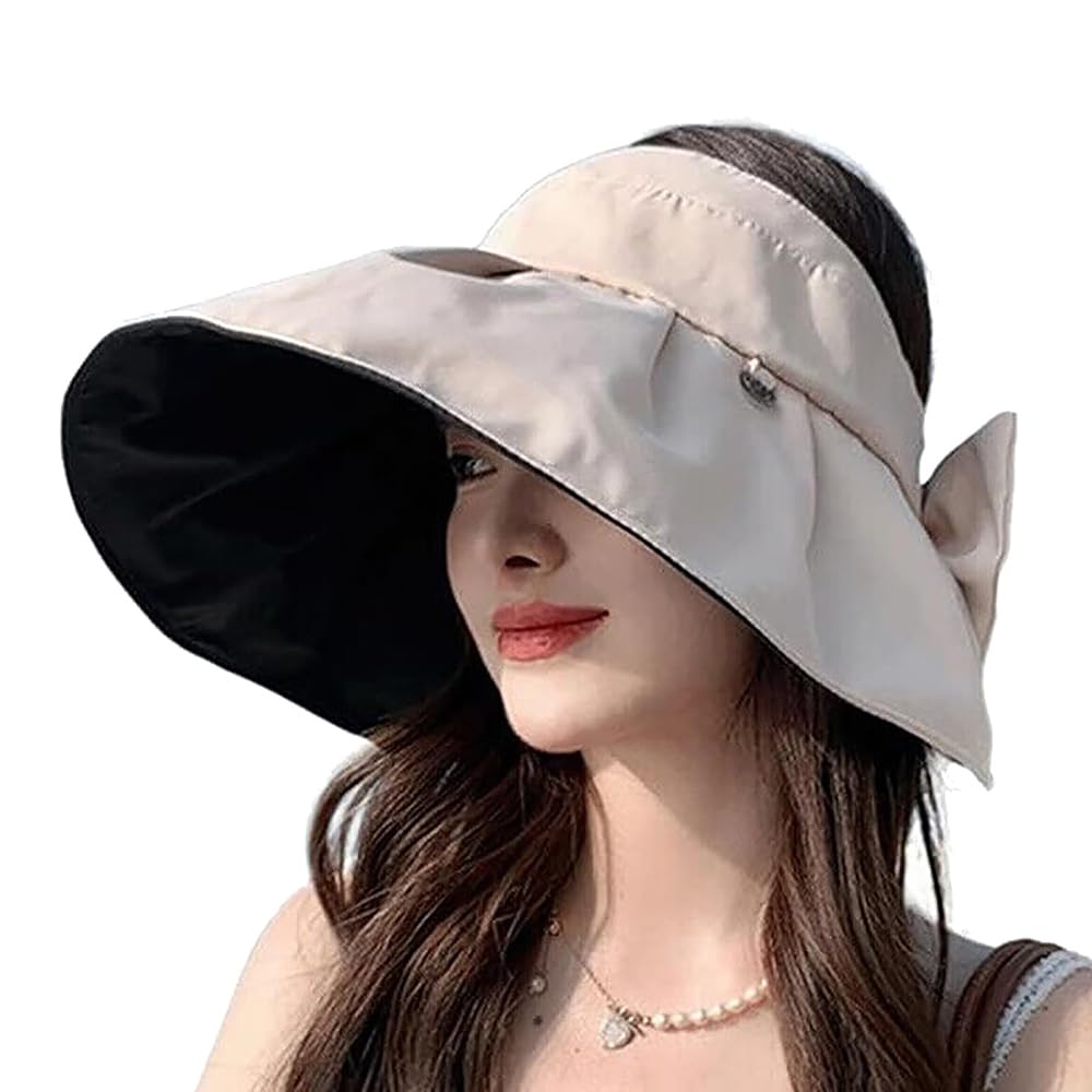 GERRIT Sombrero de Sol de ala Ancha con protección UV para Exteriores para Mujer, Sombrero de Copa vacío de ala Grande para Mujer, Sombreros de Playa de Verano con