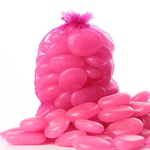 Image of Shiny Stone Glow in the Dark Pebbles, Rose, Big Size 3-4cm, 400g /14.1oz | Decorative Glow Stones, Fish Tank Aquarium Gravel, DIY Garden Gifts Decoration