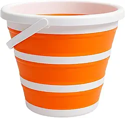 Balde Retrátil 5L Silicone Dobrável com Alça Ergonômica Multiuso Flexível Limpeza Geral 5 Litros Pescaria Viagem Praia Fácil de Armazenar e Guardar (Laranja)