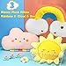 Queekay Set of 3 Kid Moon Star Cloud Cushion Soft Plush Pillow Nursery Stuffed Throw Cushion Children Cute Pillow for Baby Room Reading Nook Decorations Gifts(Rainbow, Cloud, Sun)