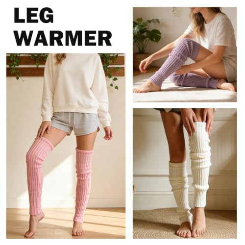 Image of XEPST 2 Pairs Leg Warmers for Women, High Boot Cuffs Knitted Boot Topper Warmers Over Knee Footless Socks for Winter Warmer