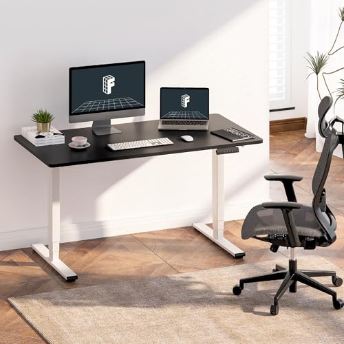 Image of FLEXISPOT E6 3-Stage Dual Motor Electric Standing Desk 48 x 24 Sit Stand Up Desk, Holds 220 lbs, Adjustable Height w /Memory Presets, One-Piece Black Desktop & White Frame, Ships in 2 Boxes