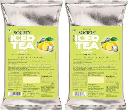 Image of Society Iced Tea | Lemon | Made with Green Tea | Refreshing & Tasty | 1 kg | Pack of 2