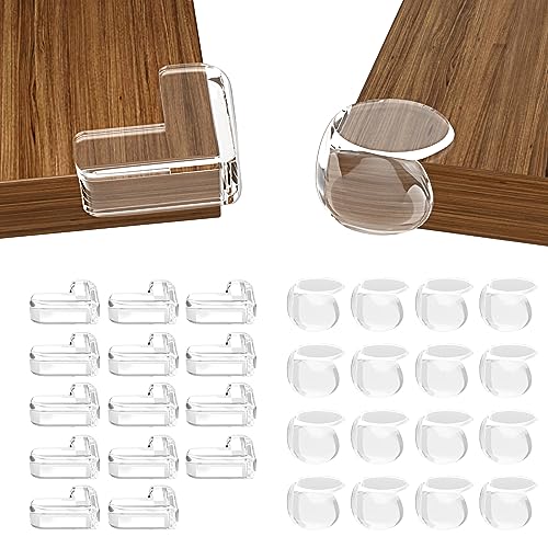 Image of 30 Pack Clear Baby Corner Protectors, L-Shaped & Spherical Furniture Edge Guards for Baby Proofing Soft PVC Table Corner Covers for Safety on Tables, Cabinets, Shelves – Childproof Bumpers for Home