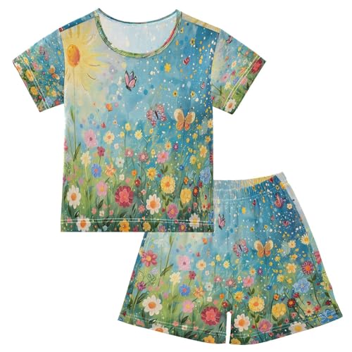 senya Short Sleeve Pajamas Sets Summer Cotton Sleepwear Sunshine and Butterflies