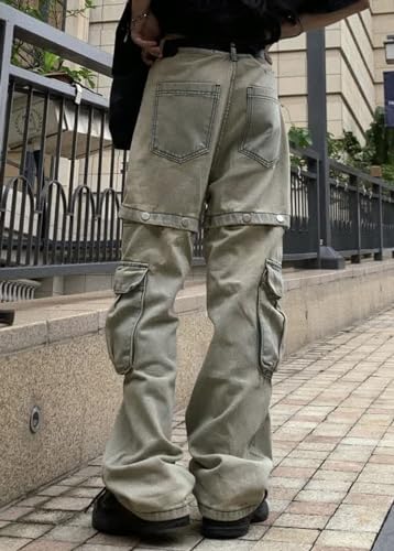 Cargo Jeans for Men Women with Multiple Pockets Trendy Detachable Denim Pants3