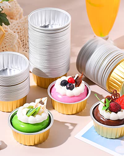 Patelai FA-PATELAI-157455 150 Pcs Patelai Aluminum Foil Cups 4.2 Oz Mini Baking Cups Gold Cupcake Liners Disposable Ramekins Foil Muffin Pans thumb #6
