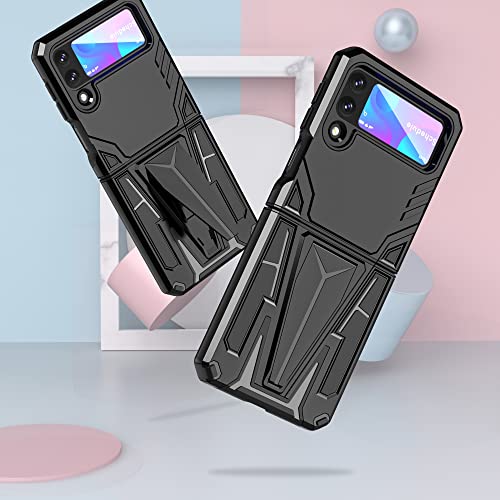 Duo Shield Slim Case Compatible With Samsung Galaxy Z Flip 3 Case (5G), Armor Hybrid Layer Pc (Polycarbonate) Cover, Soft Tpu Rugged Protective Shockproof Case With Foldable Kickstand. #TOP5