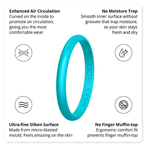 Knot Theory Aquamarine Thin Stackable Silicone Ring - 2Mm Slim Wedding Band Size 3 #TOP3