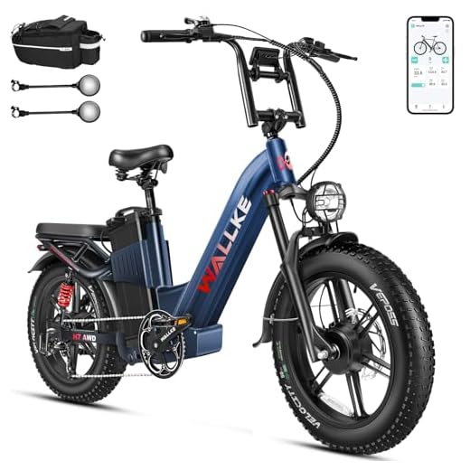 Wallke H7 Ebikes for Adults, Long Range Electric Bike 140 Miles 48V 40Ah Removable Battery, 35MPH Fast e Bike Fat Tire All Terrain Offroad Ebike, UL2849 Certificate, Stepthru Full Suspension E-Bicycle