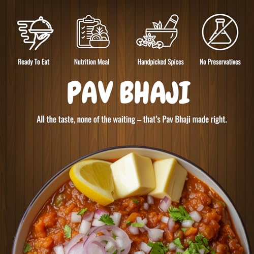 Image of Indidoz Pav Bhaji Ready to Eat | Mumbai Style Buttery Vegetable Mash with Aromatic Spices | Authentic Indian Street Food | Heat & Eat Meal | No Preservatives | 300g