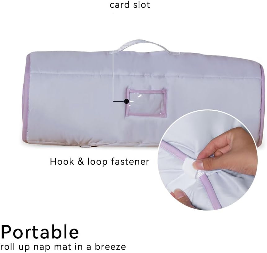 Toddler Nap Mat with Pillow and Minky Blanket 55''x35'' Toddler Sleeping Bag for Daycare, Preschool Travel Camping Mat Nap Mat for Boys and Girls