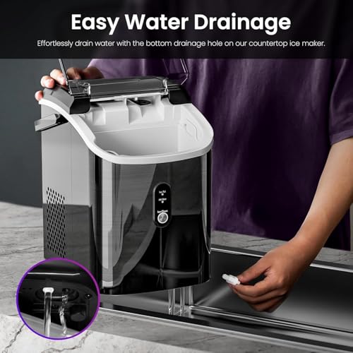 Image of Kismile Nugget Ice Makers Countertop,35Lbs /24H,Portable Sonic Ice Machine with Self-Cleaning,One-Click Operation for Home /Office(Stainless Steels Black)