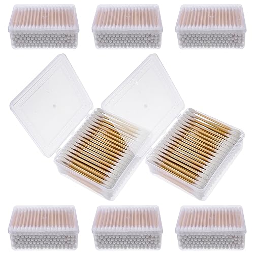 Healeved Cotton Swabs 8 Boxes of Long Cotton Buds Single Time Swabs for Girl Makeup Cotton Sticks Makeup Swabs