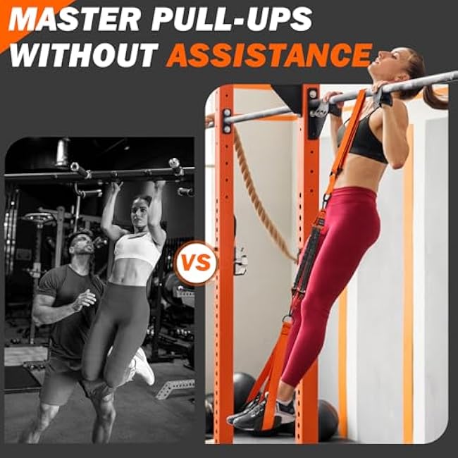 Pull Up Assistance Bands 50-350lbs, Heavy Duty Pull Up Workout Band with Feet Rest, Resistance Band for Pull Up Bar Bands, Pull Up Assist Band Strength Training Workout Equipment, Height Adjustable