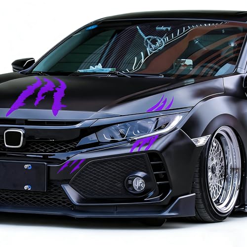 Image of Car Decals Claw Mark Stickers to Cover Hood Headlights Scratches, Modified Cars /Vans /SUVs /Trucks, Pack of 3 (Purple)