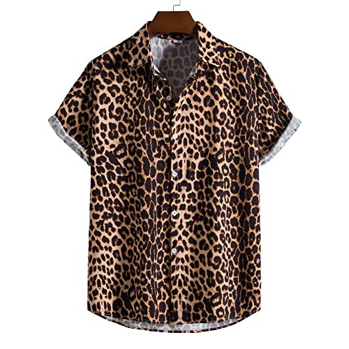 Chemise de plage hawaïenne anti-transpiration en coton marron à séchage rapide