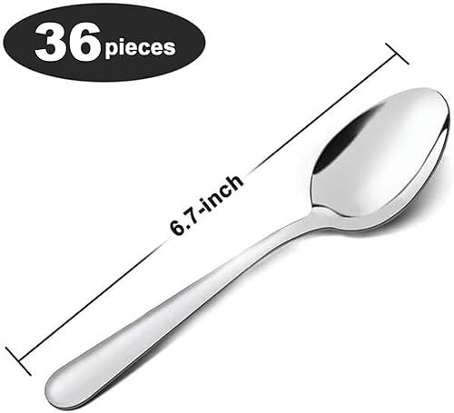Miniatura 8 de Unokit Juego de cucharas de cena – Cuchara de acero inoxidable de 24 piezas (6.7 pulgadas), postre, mesa, cucharas de cubiertos solo para el hogar