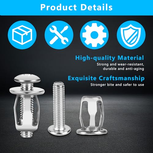 Alahugyef US-099 40 Pcs Hollow Door Anchors And Screws: 20 Hollow Wall Anchors M4 X 20 thumb #3