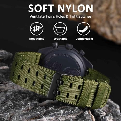 Image of WOCCI Double Holes Nylon Watch Bands, Silky Nylon Straps, Quick Release, Compatible Watch Lug Width 18mm 20mm 22mm