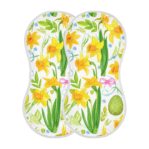 xigua Yellow Daffodils Baby Burp Cloths for Newborn Boys and Girls 4 Pack, Soft & Absorbent Cotton Baby Burp Cloth, Baby Washcloths, Newborn Towel, Burp Rags2