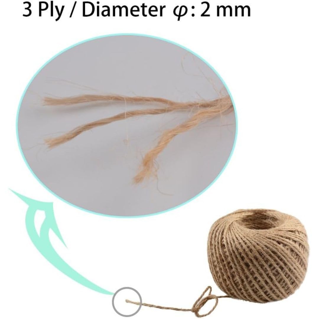Natural Jute Twine – 3-Ply, 200m Durable Craft & Garden Rope, Biodegradable String for Packing, DIY, Gift Wrapping & Home Use (Brown) — Amazon image 3