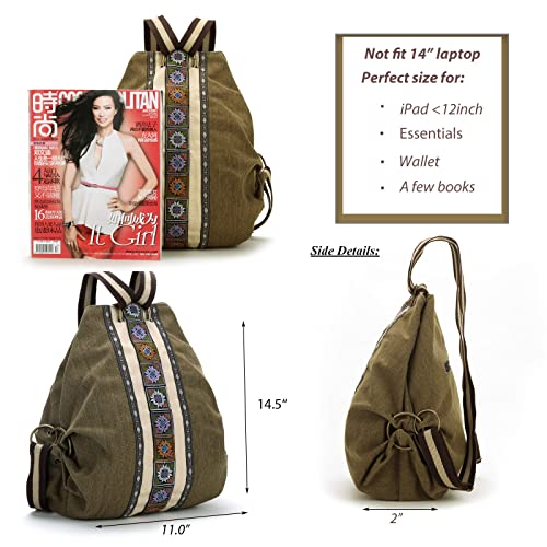 Goodhan Women Canvas Backpack Daypack Casual Shoulder Bag, Vintage Heavy-Duty Anti-Theft Travel Backpack #TOP3